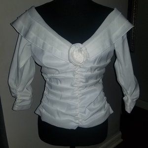 NWOT White Dressy 3/4 Sleeve Blouse - Size 10